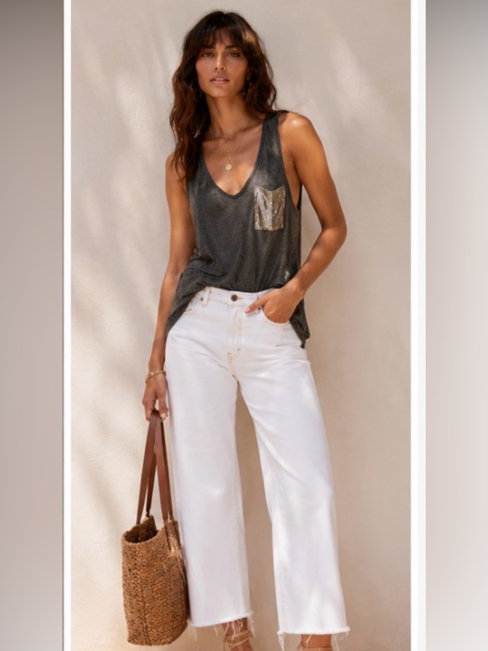 HAUTE HIPPIE Gray tank